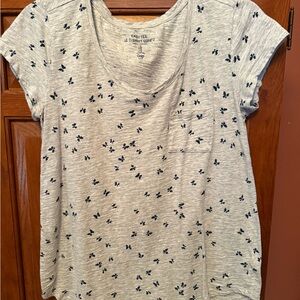 GAP Gray Relaxed Short Sleeve Tee with Playful Print